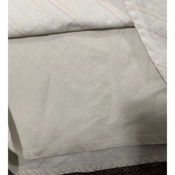 Janeville Ivory Skirt Pink Green Yellow Embroidered Stripe Stitching Flowers Sz2 - Picture 4 of 6